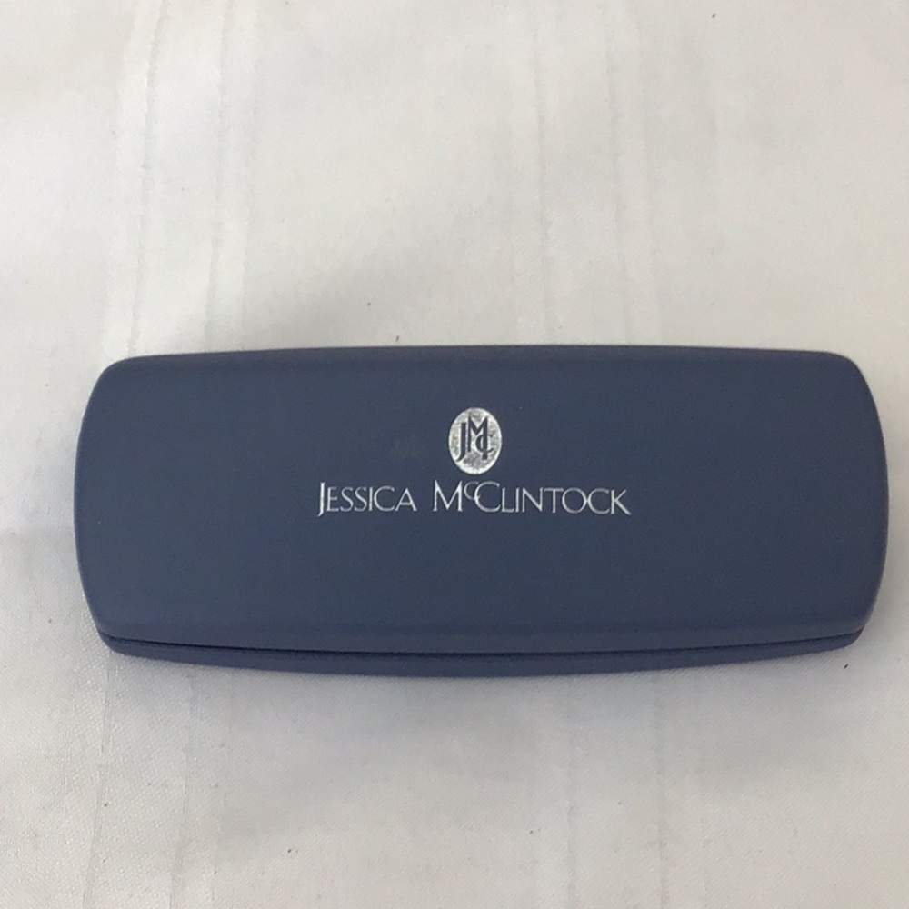 Jessica McClintock eyeglass hard case designer dusty blue with silver band  used